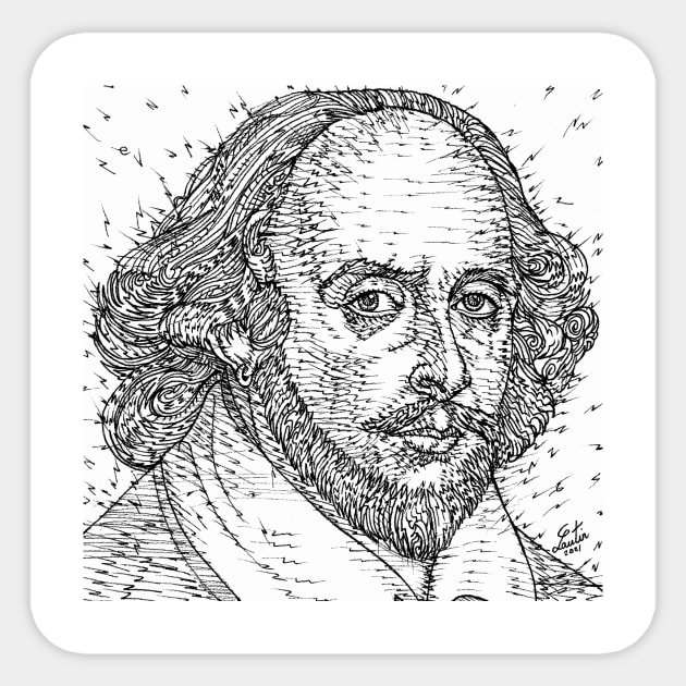 WILLIAM SHAKESPEARE ink portrait .2 Sticker by lautir